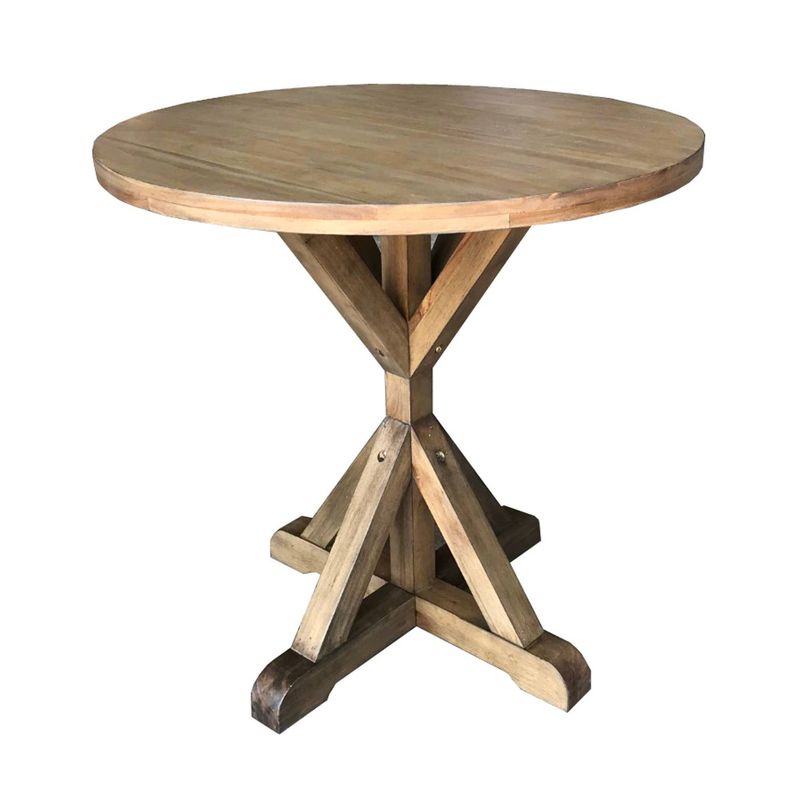 X Base Duke Round Accent Table Pine - Decor Therapy