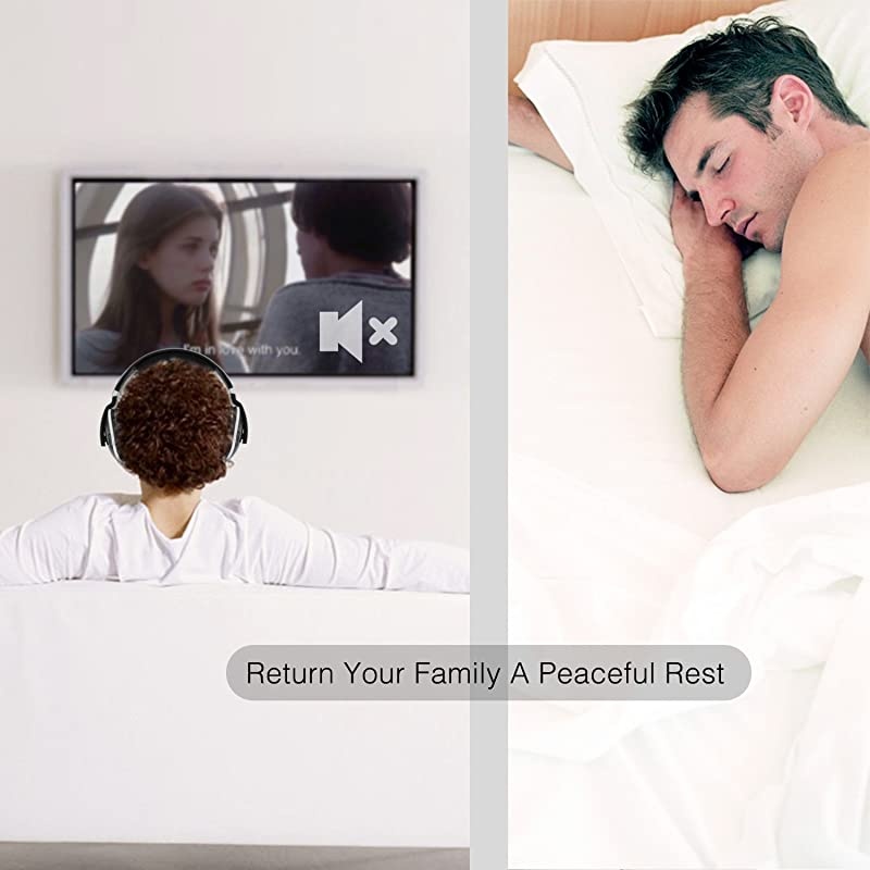 Wireless TV Headphones Over Ear Headsets - Digital Stereo Headsets with 2.4GHz RF Transmitter, Charging Dock, 100ft Wireless Range and Rechargeable 20 Hour Battery, Black