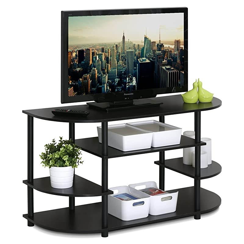 JAYA Simple Design Corner TV Stand EspressoBlack