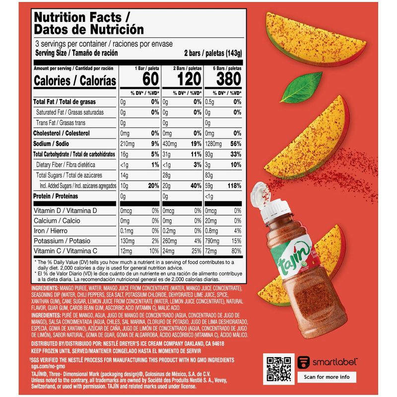 Outshine Mango with Tajin Frozen Fruit Bar - 6ct