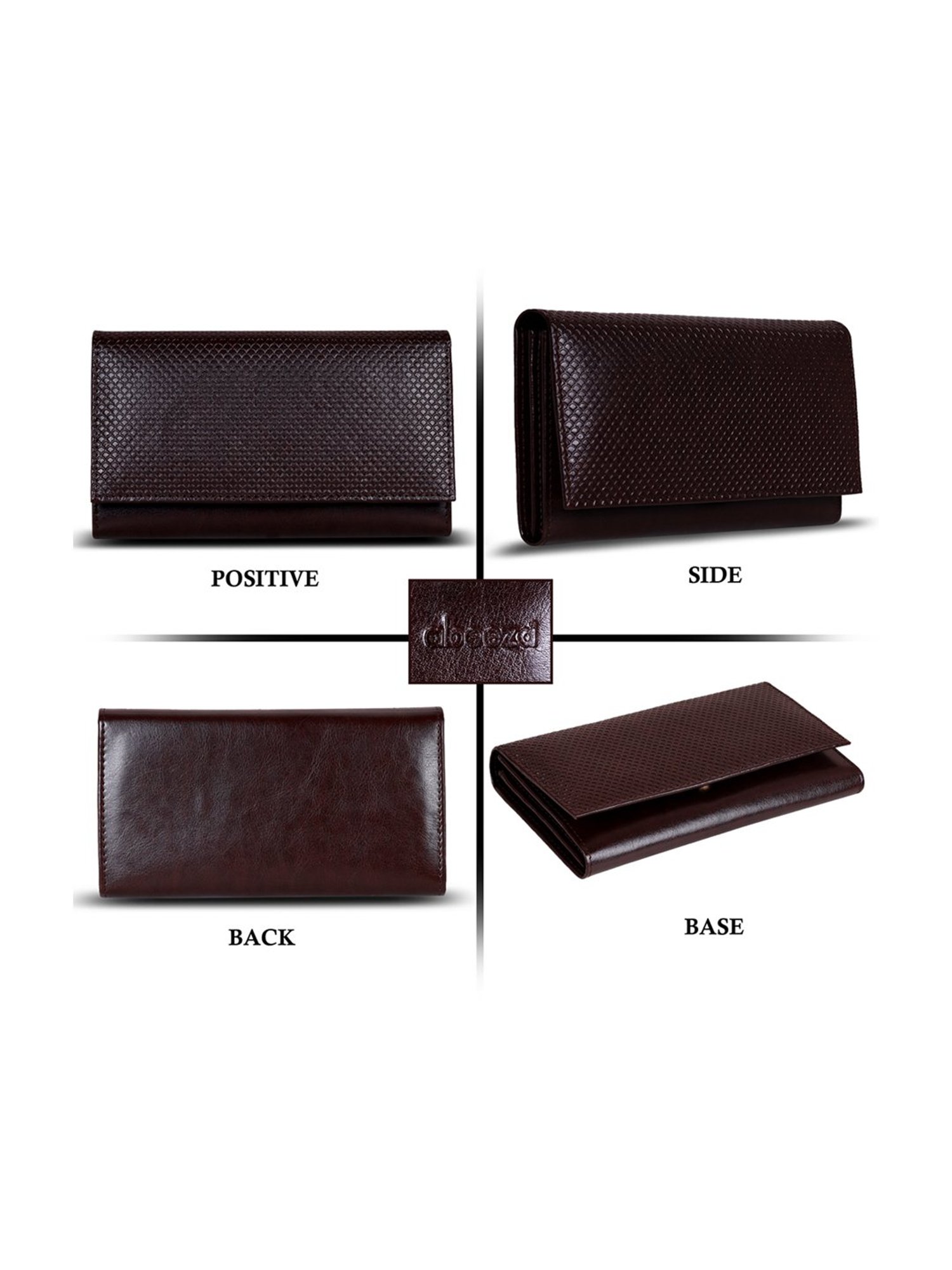 Abeeza Brown Textured Leather Large Clutch