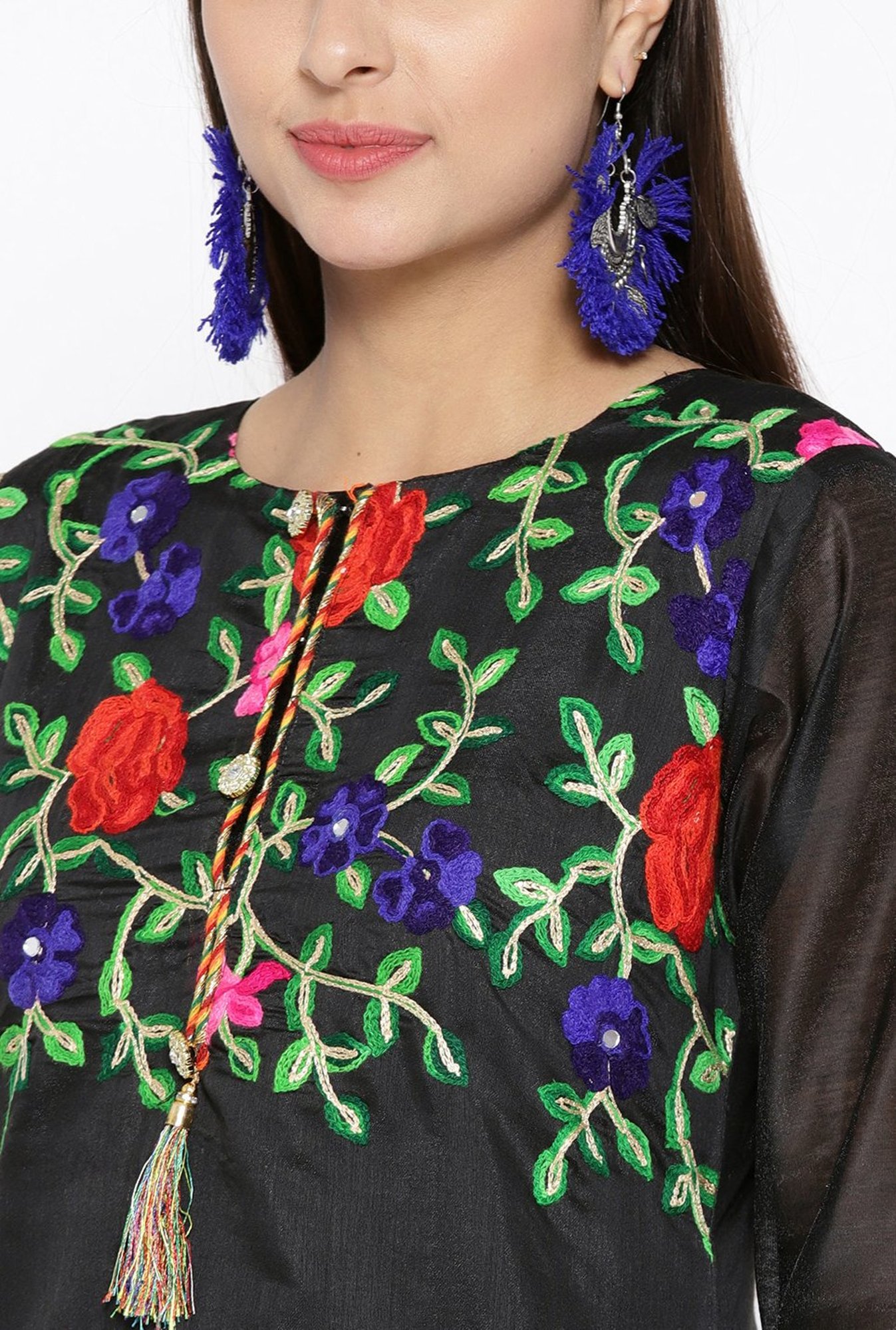 Chhabra 555 Black Embellished Unstitched Dress Material With Dupatta