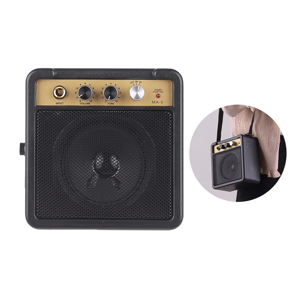 Mini Guitar Amplifier Amp Speaker 5W with 6.35mm Input 1/4 Inch Headphone Output Supports Volume Tone Adjustment Overdrive