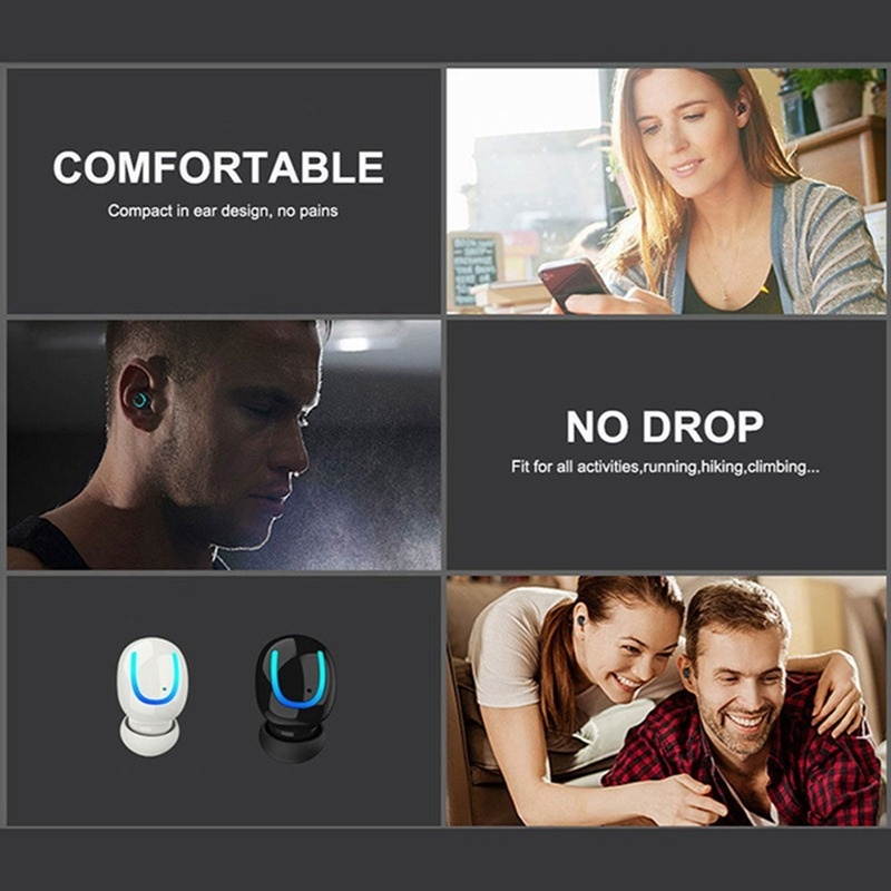 Zgeer Bluetooth 5.0 Wireless Headset Ultra Mini Portable Earphone Stereo Single Earbud with Charging Box