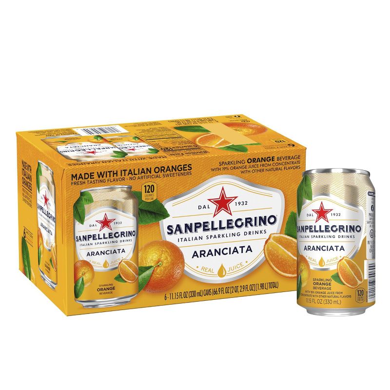 Sanpellegrino Sparkling Fruit Beverages Aranciata/Orange - 6pk/11.15 fl oz Cans
