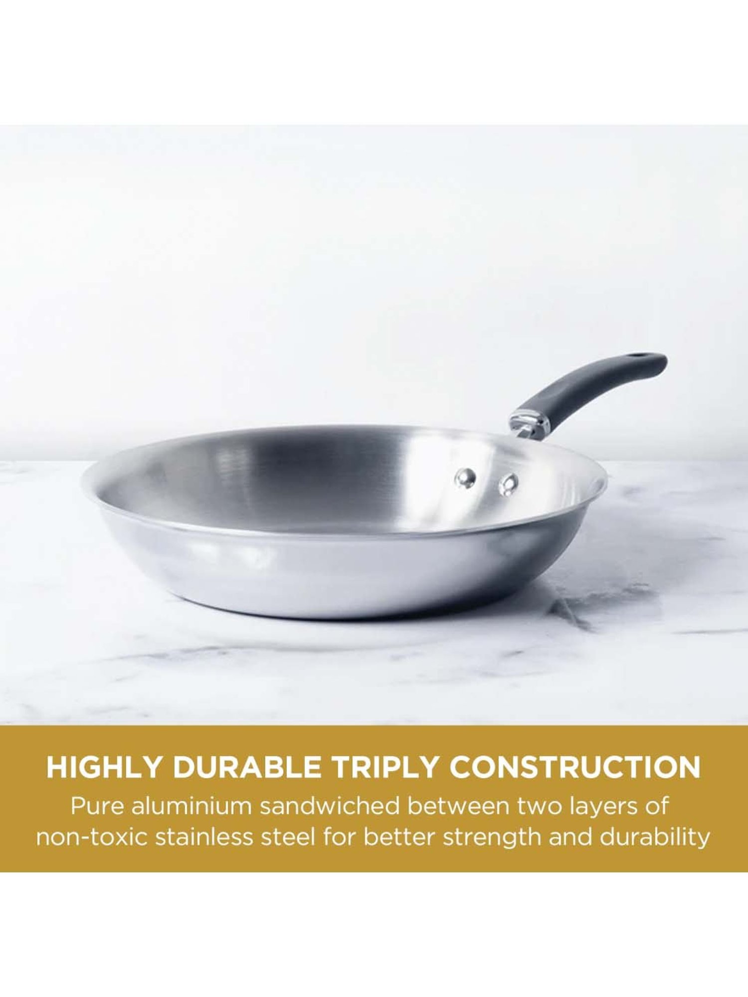 Meyer Trivantage Stainless Steel Triply Cookware Open Frypan, 26cm