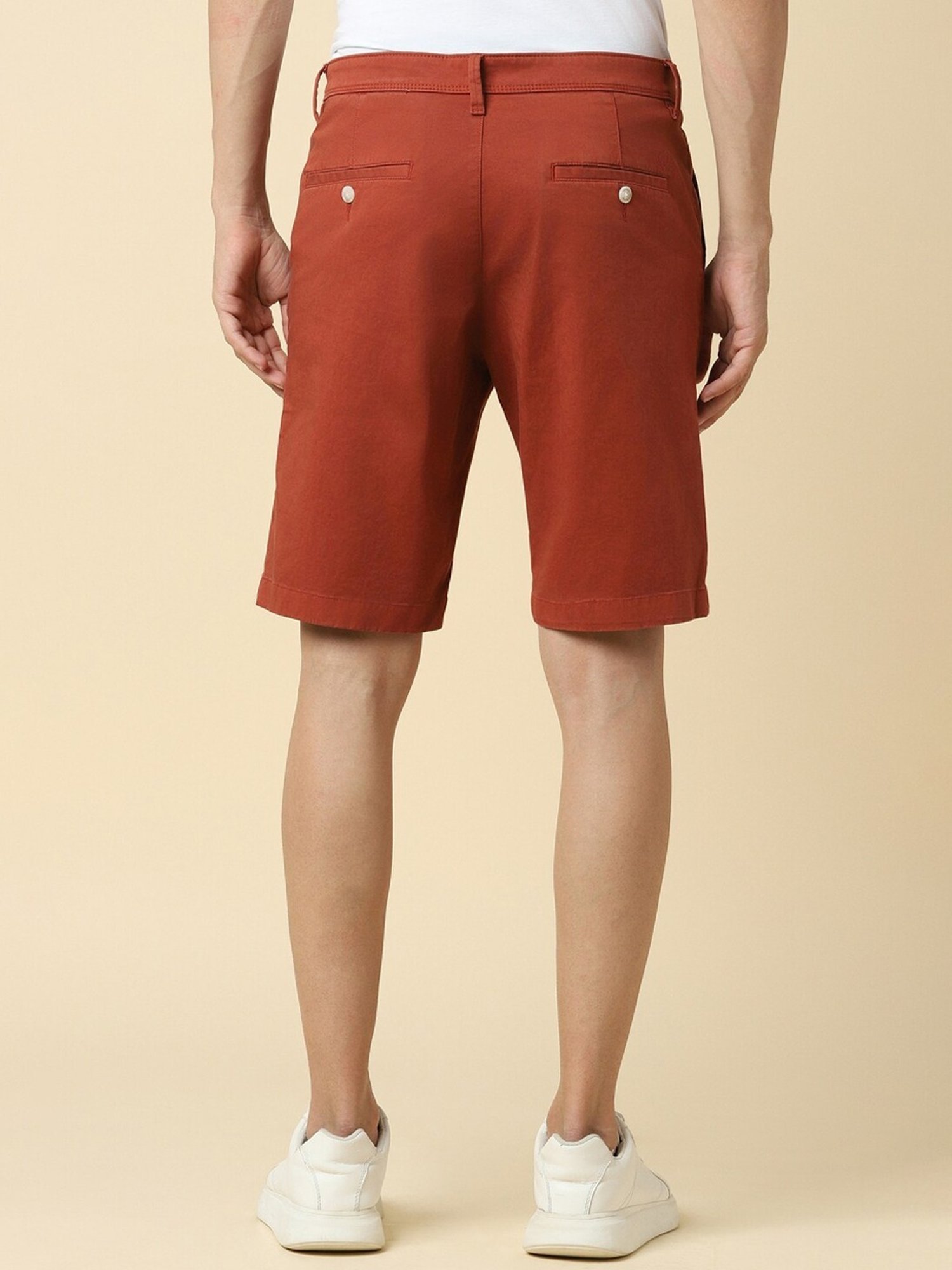 Allen Solly Red Cotton Regular Fit Shorts