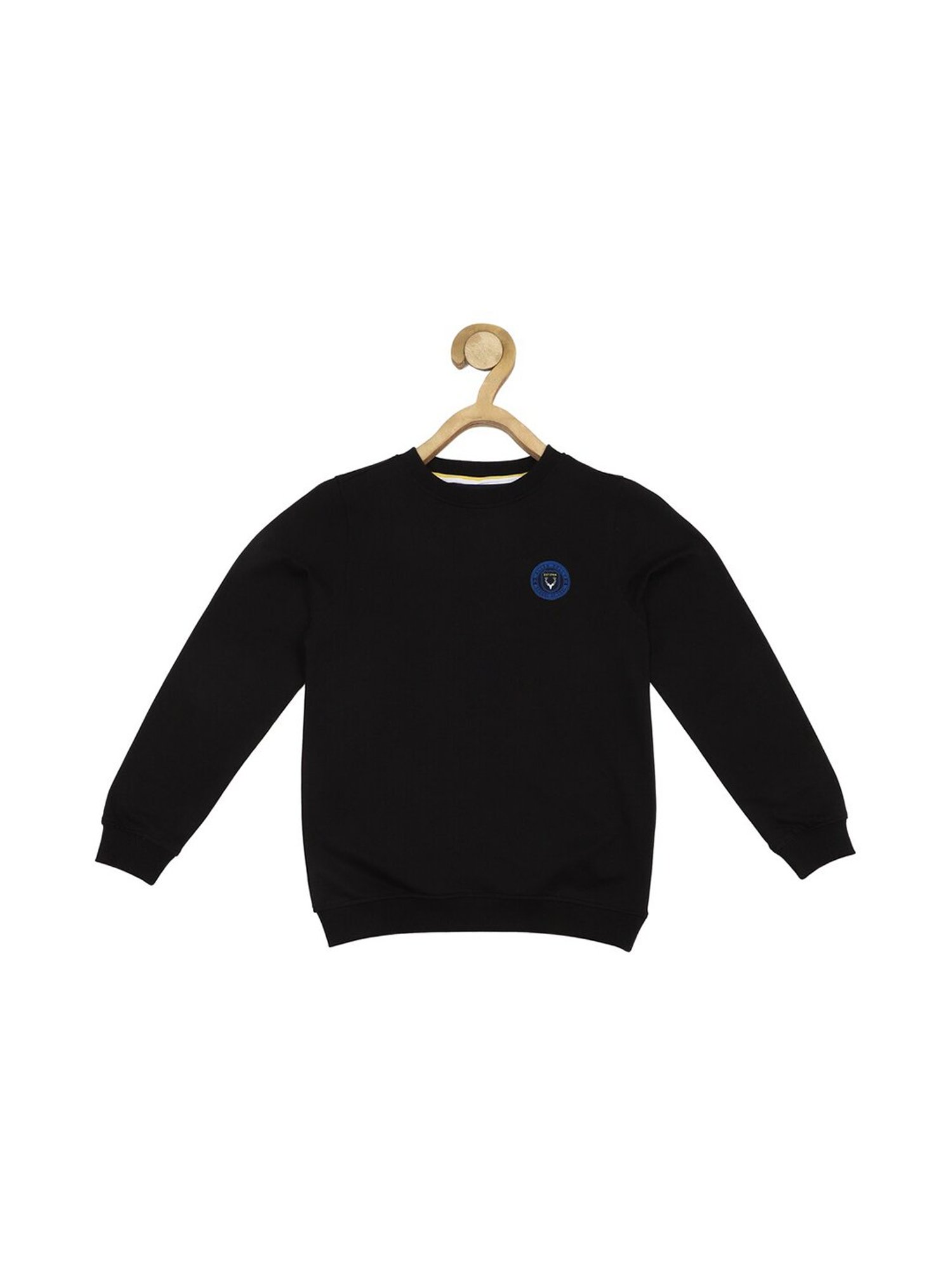 Allen Solly Junior Black Solid Full Sleeves Sweatshirt