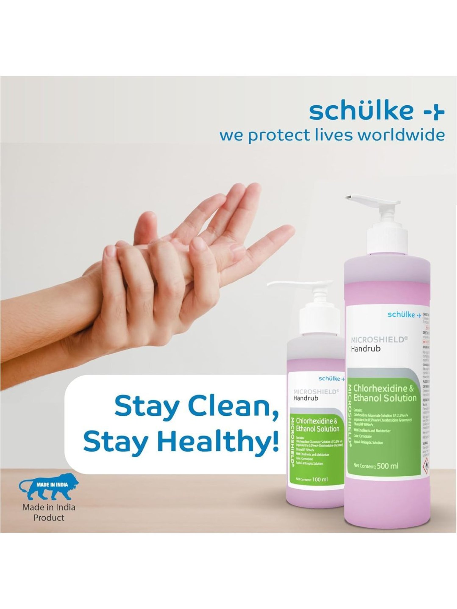 Microshield Handrub with 99.99 Percent Effective Against Germs, Skin Friendly 100ml Pack of 3 (Pink)