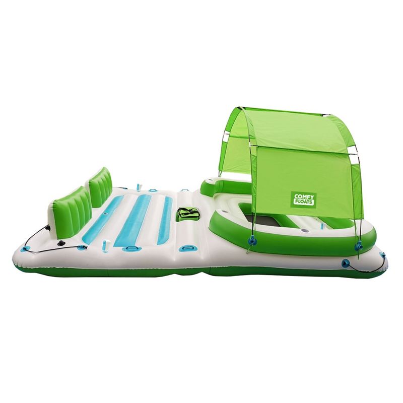 Comfy Floats 91464VM 13 Foot Misting Party Platform Inflatable Summer Float for Pool, Lake, River with Misters for Water, Fits 6 People, Green