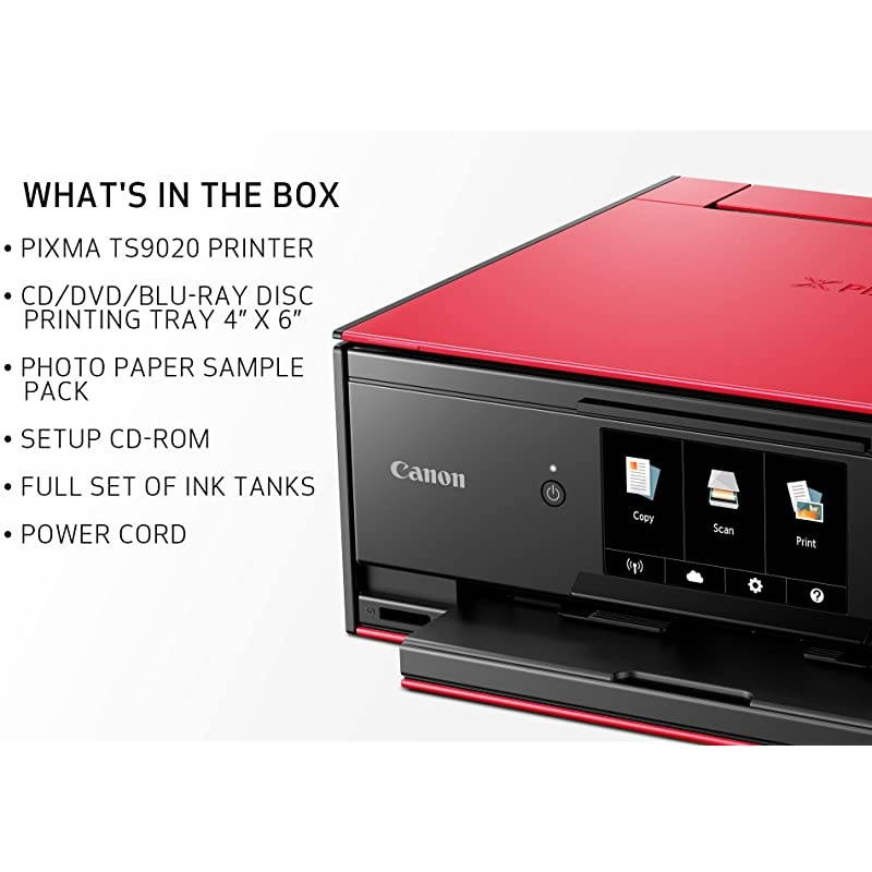 TS9020 Wireless All-In-One Printer with Scanner and Copier: Mobile and Tablet Printing, with AirPrint and Google Cloud Print Compatible, Red