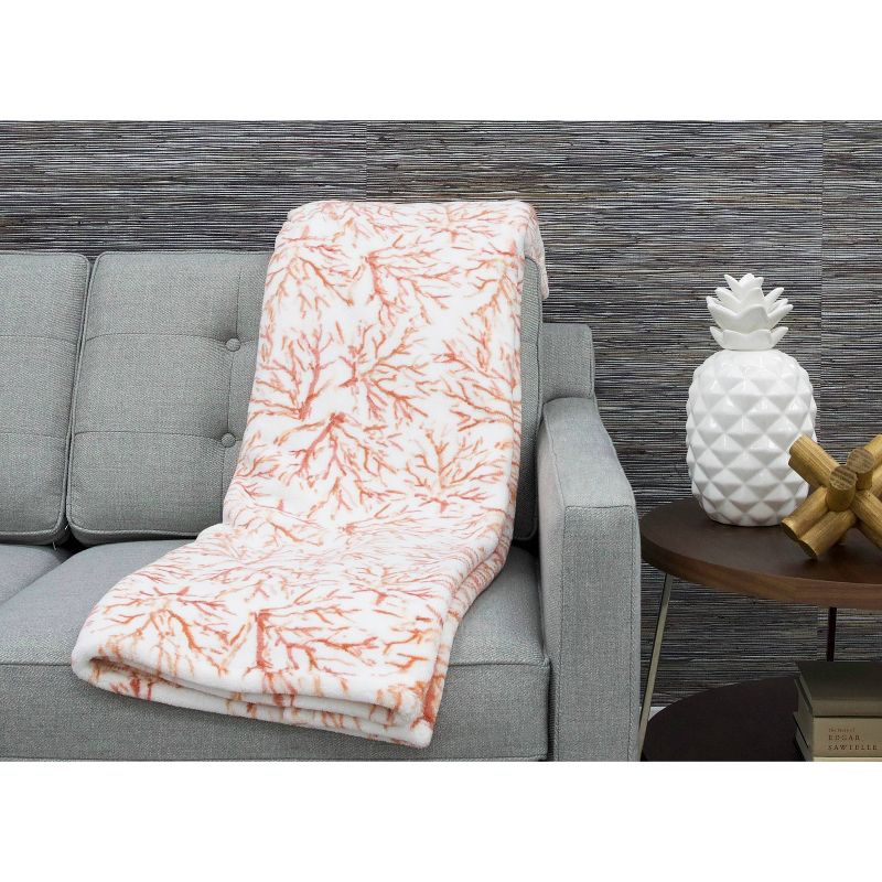50"x70" Tonga Coral Printed Loft Fleece Decorative Throw Coral - Décor Therapy