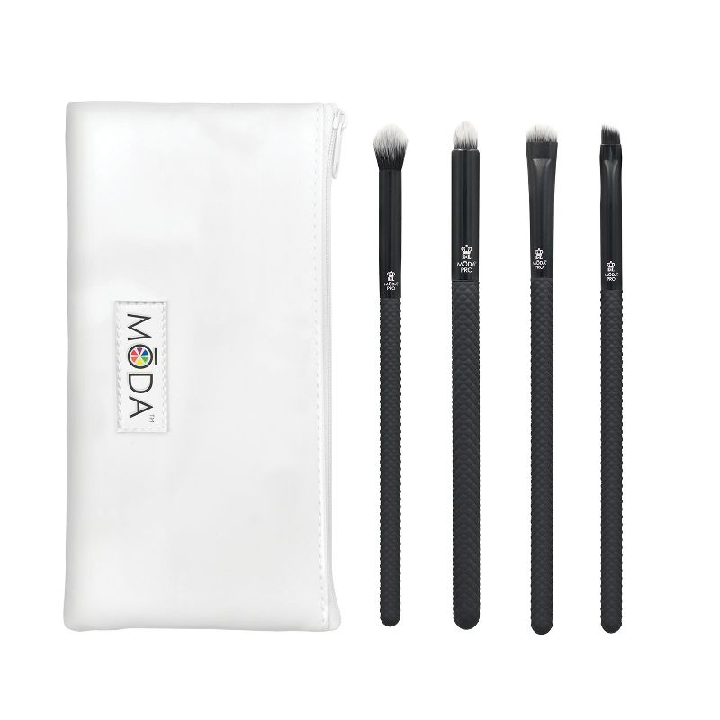 MODA Brush Pro Painted Perfection Brush 10pc Bundle with Zip Case, Includes - Radiance, Sculpt, Glow, Precision Angle, Shade, Crease, Detail, Smudge, and Line Brushes