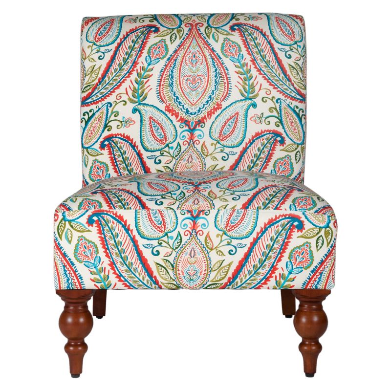 Slipper Accent Chair and Ottoman Coral/Turquoise - HomePop