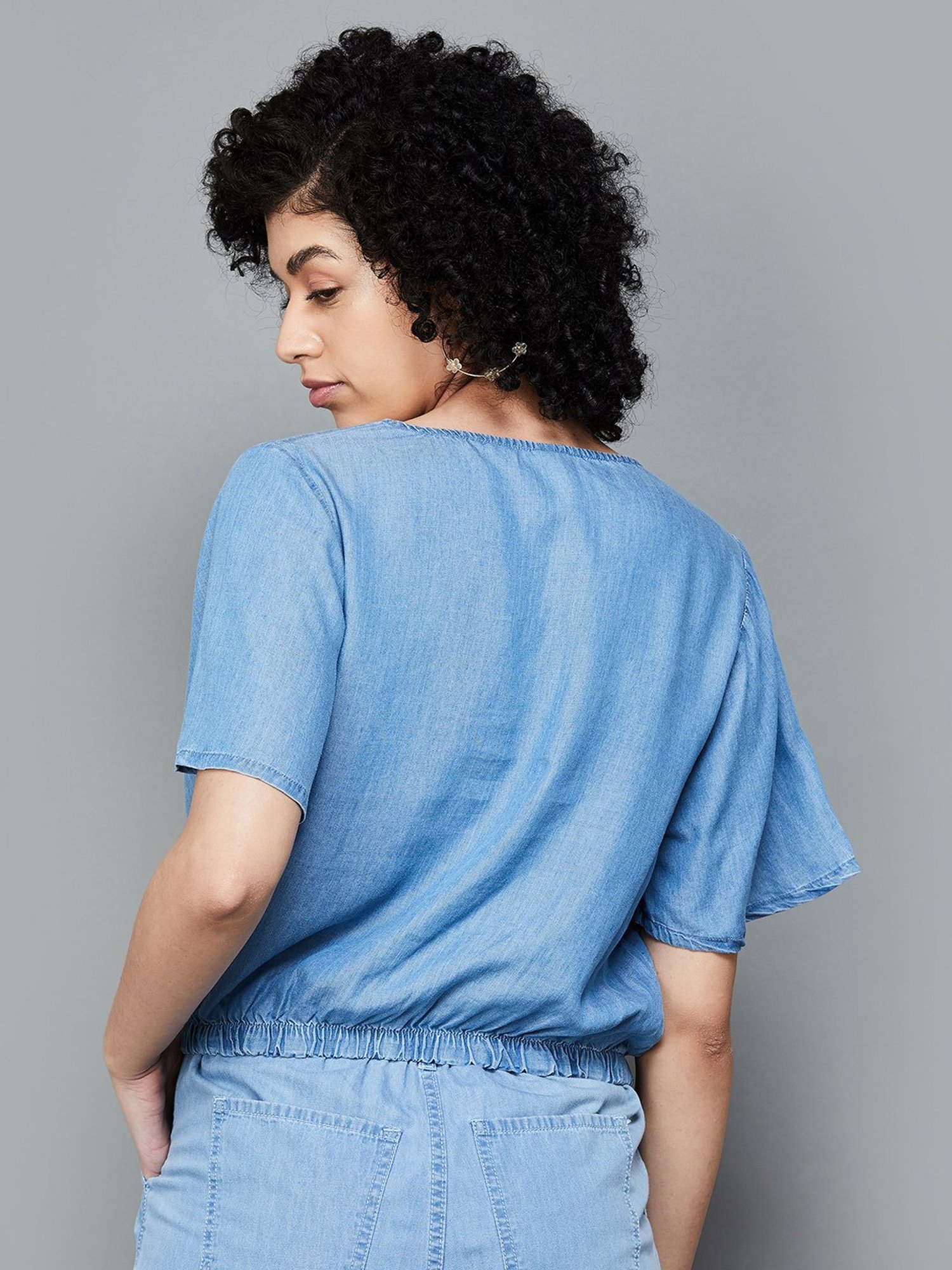 Fame Forever by Lifestyle Blue Cotton Regular Fit Top