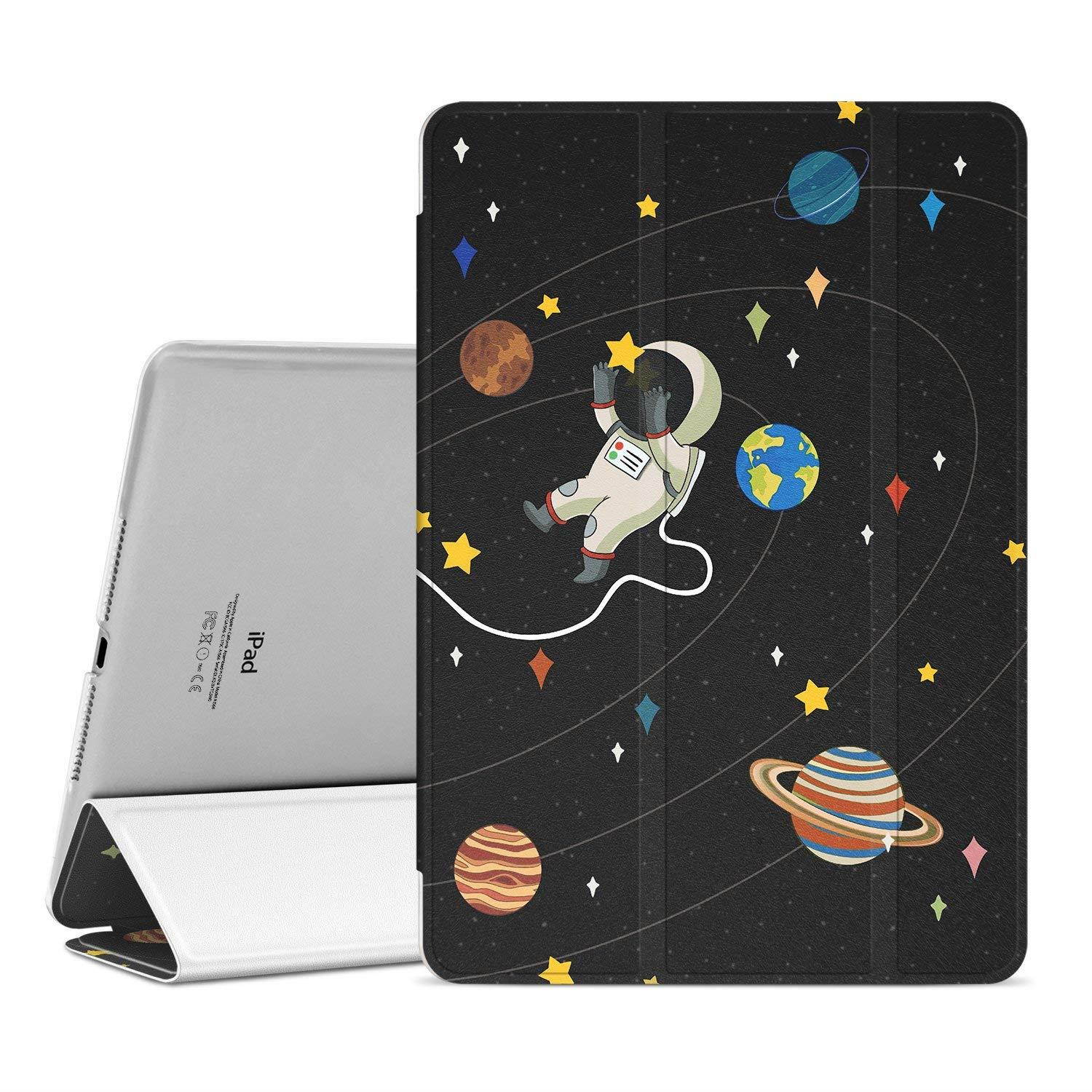 Ayotu New iPad 9.7 inch 2018/2017 Case,Slim Lightweight Auto Wake/Sleep Smart Stand Protective Cover with Translucent Frosted Back Magnetic Case for New iPad 9.7 inch Release Tablet-The Outer Space