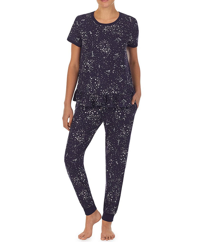 Kensie Ballerina Owl Printed Jersey Knit Jogger Coordinating Pajama Set