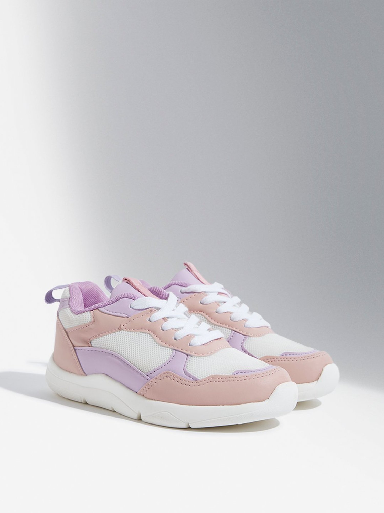 Yellow by Westside Peach Mesh Detailed Lace-Up Sneakers