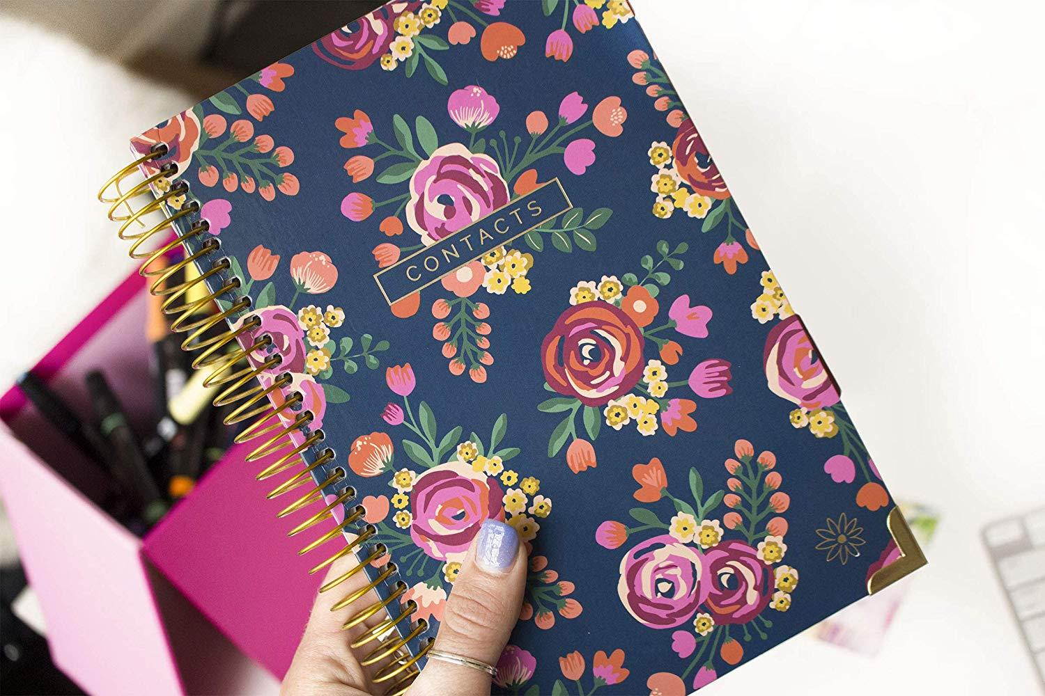 bloom daily planners New and Improved Hardcover Contacts/Address Book - 6" x 8.25" - Vintage Floral