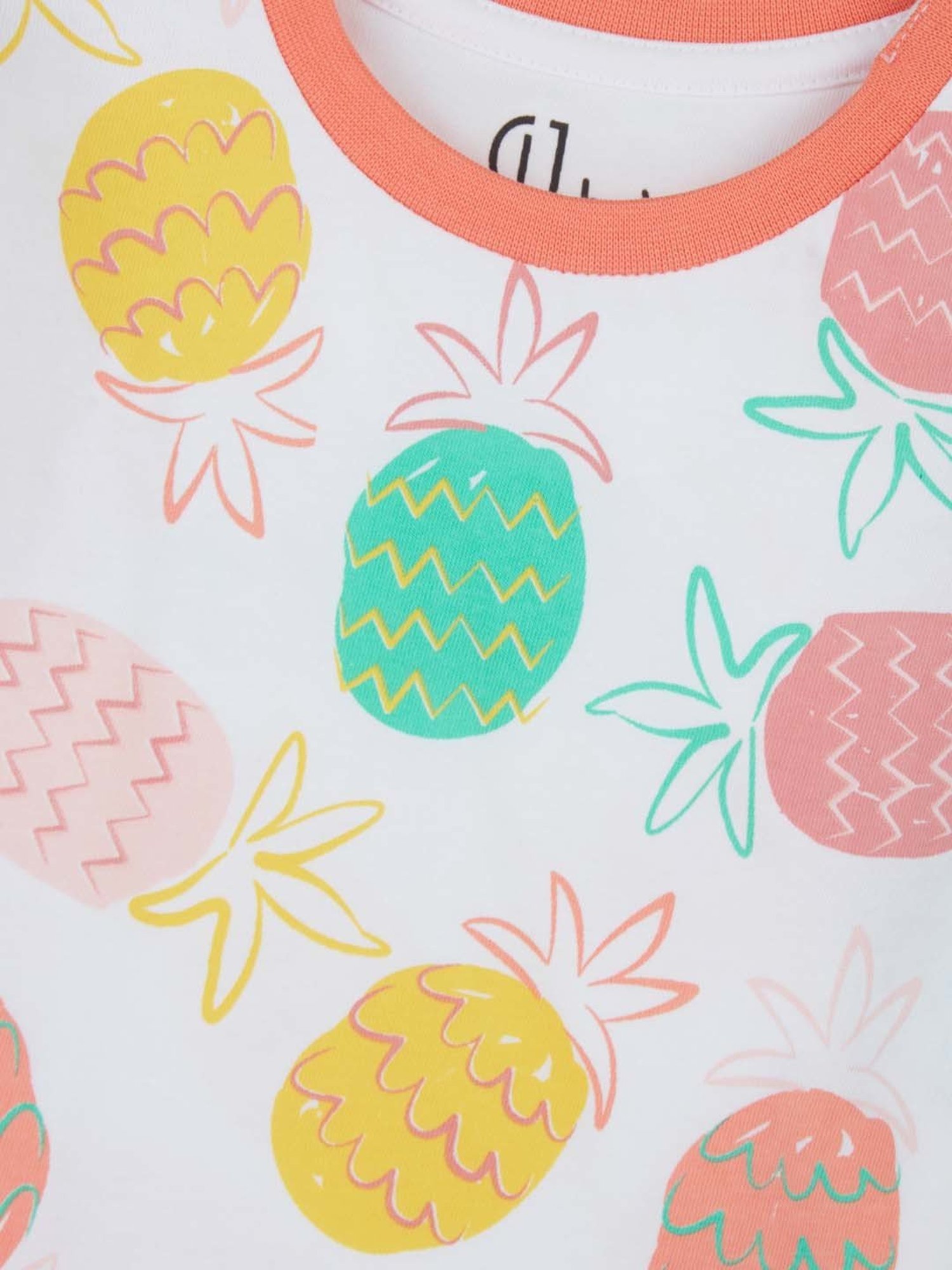 GJ baby Kids White & Peach Cotton Printed T-Shirt Set