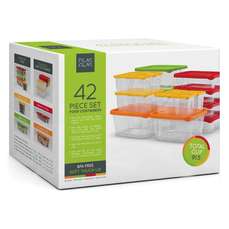 Plas Glas 102 Piece Stackable Plastic Food Storage Lunch Containers and Lids