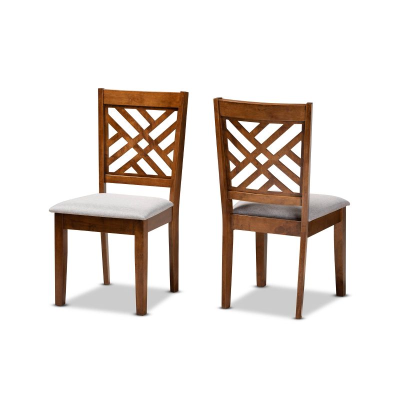 2pc Caron Fabric Upholstered and Wood Dining Chair Set Walnut/Brown - Baxton Studio