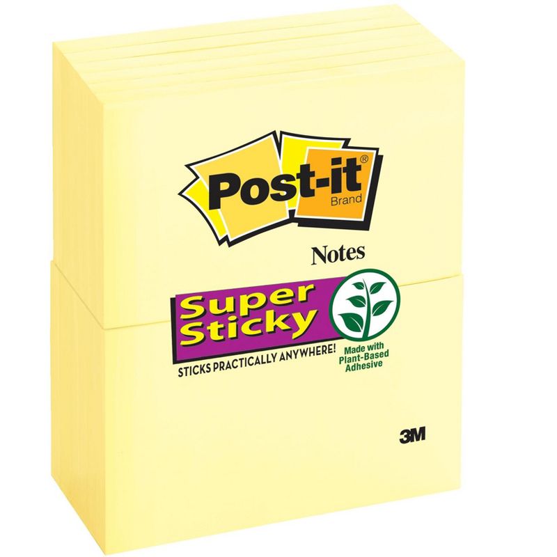 Post-it Super Sticky Notes, 3 x 5 Inches, Canary Yellow, 12 Pad with 90 Sheets