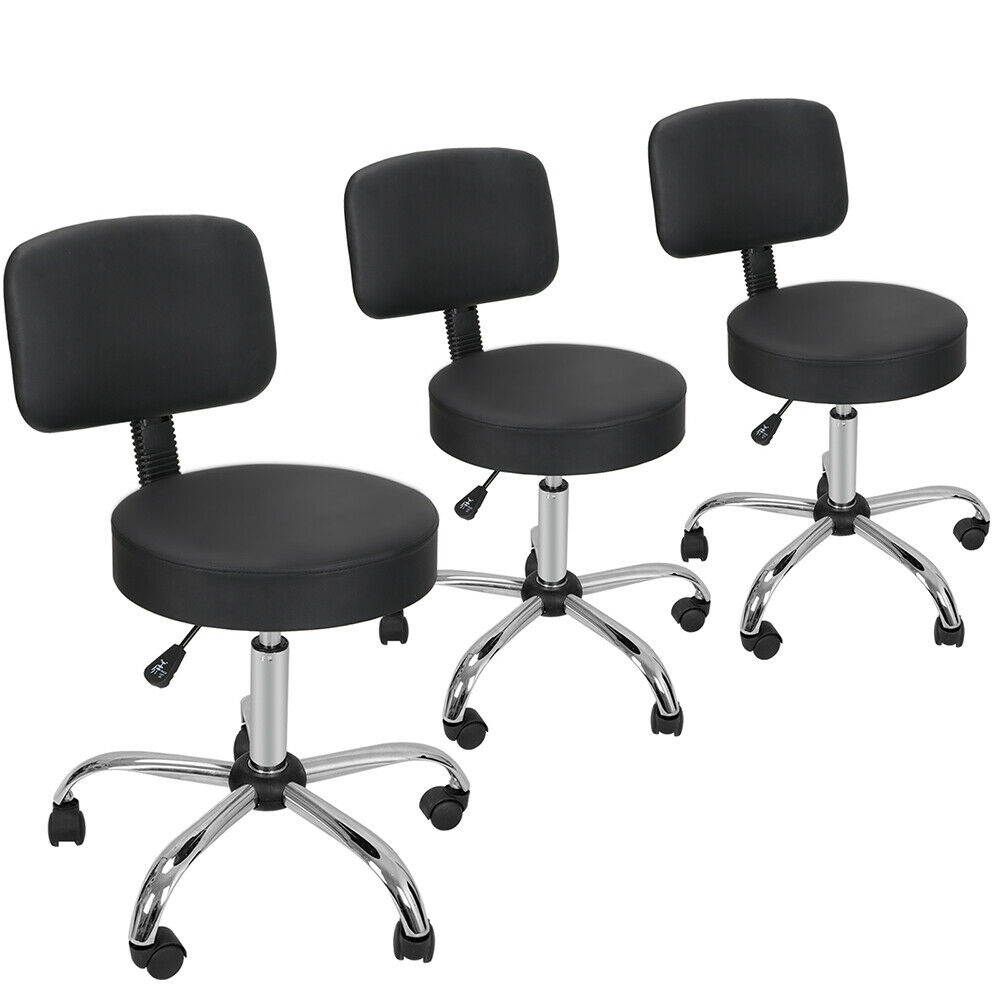 3X Adjustable Salon Stool Hydraulic Rolling Chair Facial Massage Spa W/Back Rest