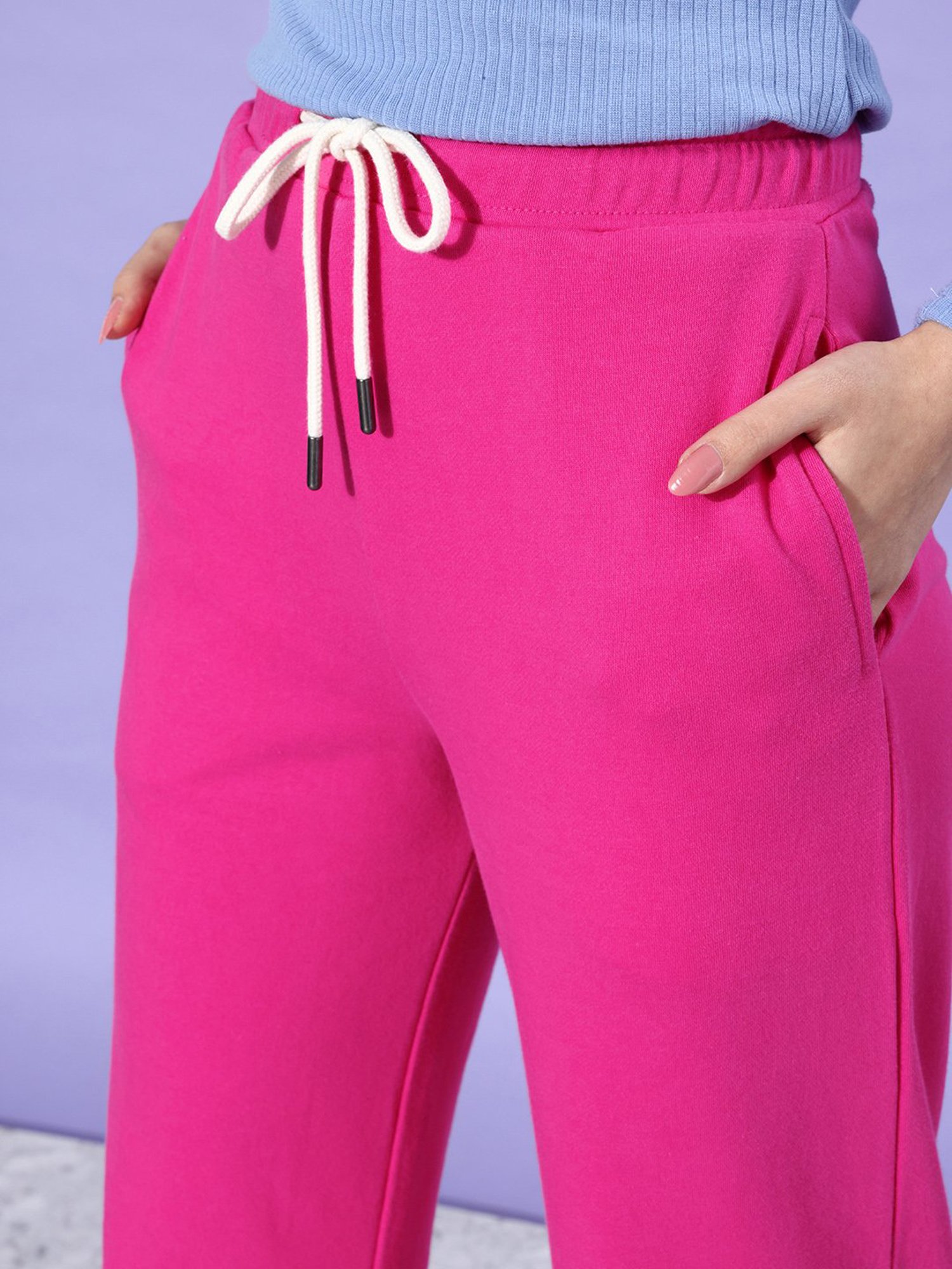 Dillinger Pink Fleece Regular Fit High Rise Trackpants