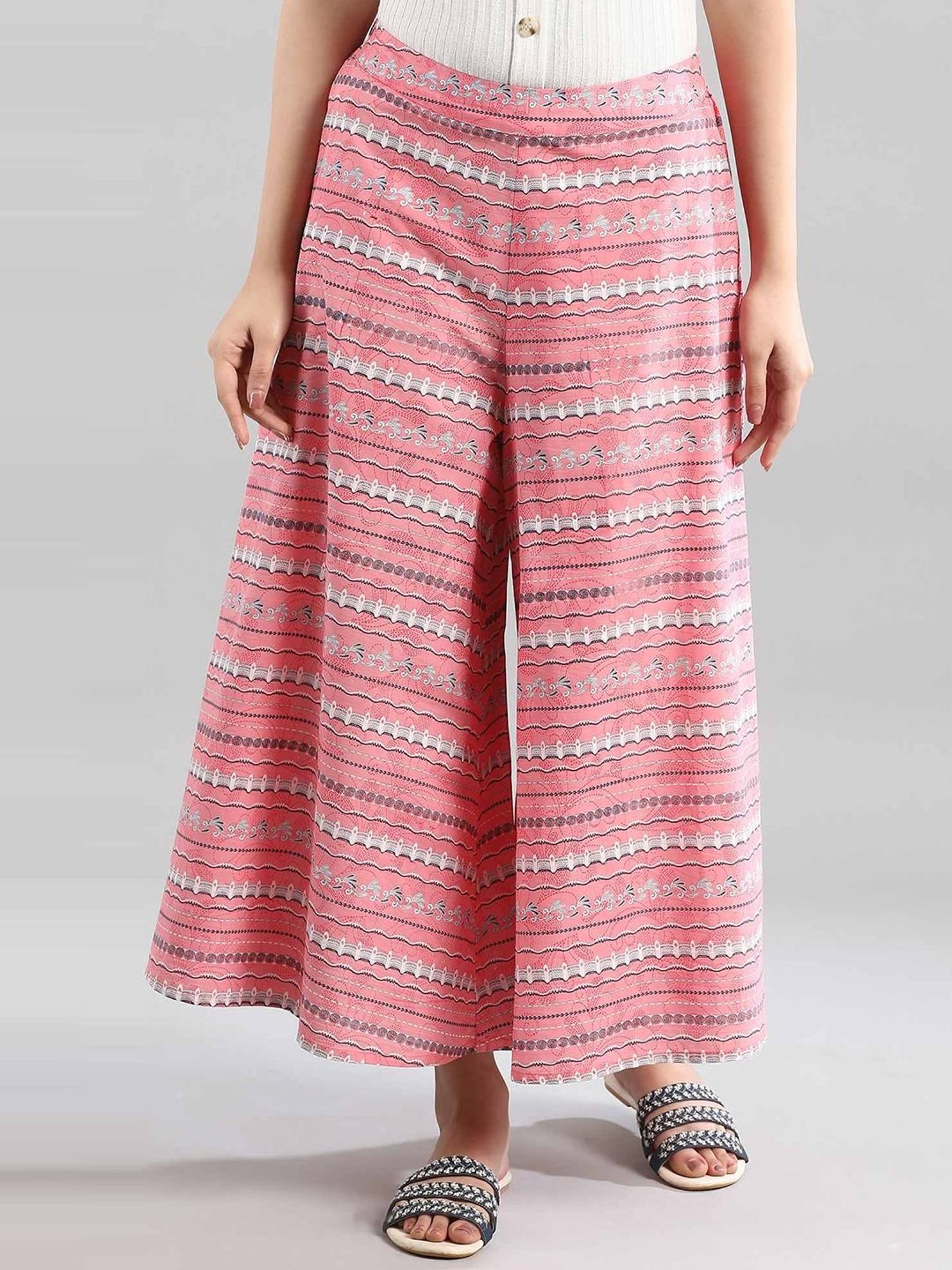 Aurelia Pink Cotton Printed Palazzos