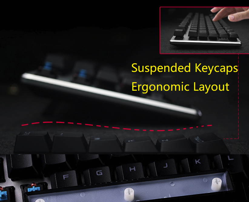 Fuhlen G87 All Non-conflicting Keys, 9 Backlit LED Light Modes, Cool Exterior Wired  Cherry Red Mechanical  Keyboard, 50Million Times Keystrokes Lifespan-Black