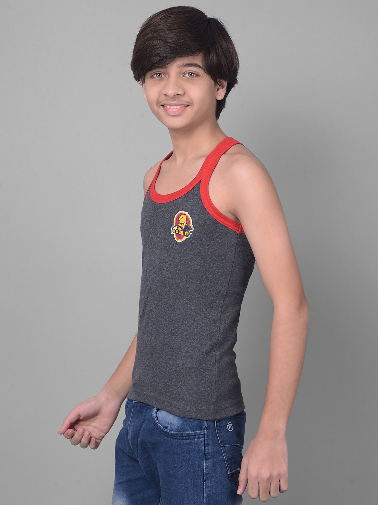 Dollar Bigboss Boys Multicolor Solid Gym Vest (Pack Of 3)