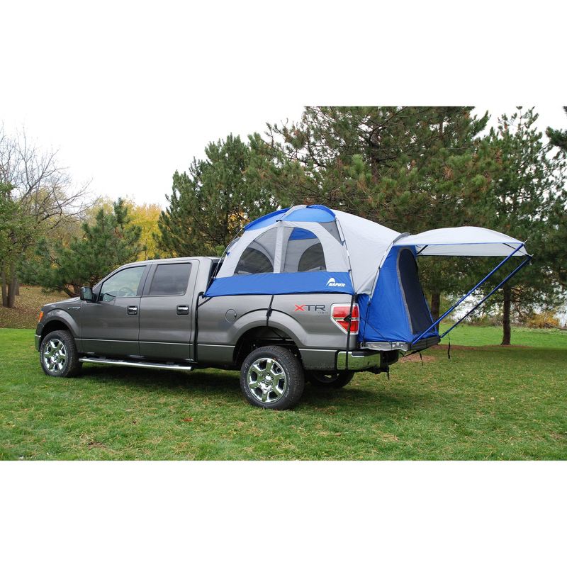 Napier Sportz Vehicle Specific Compact Short Truck Bed Portable 2 Person Outdoor Camping Tent with Optional 4 x 4 Foot Sun Awning, Blue