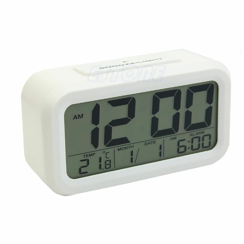 Digital Snooze LED Alarm Clock Backlight Time Calendar Thermometer Temperature