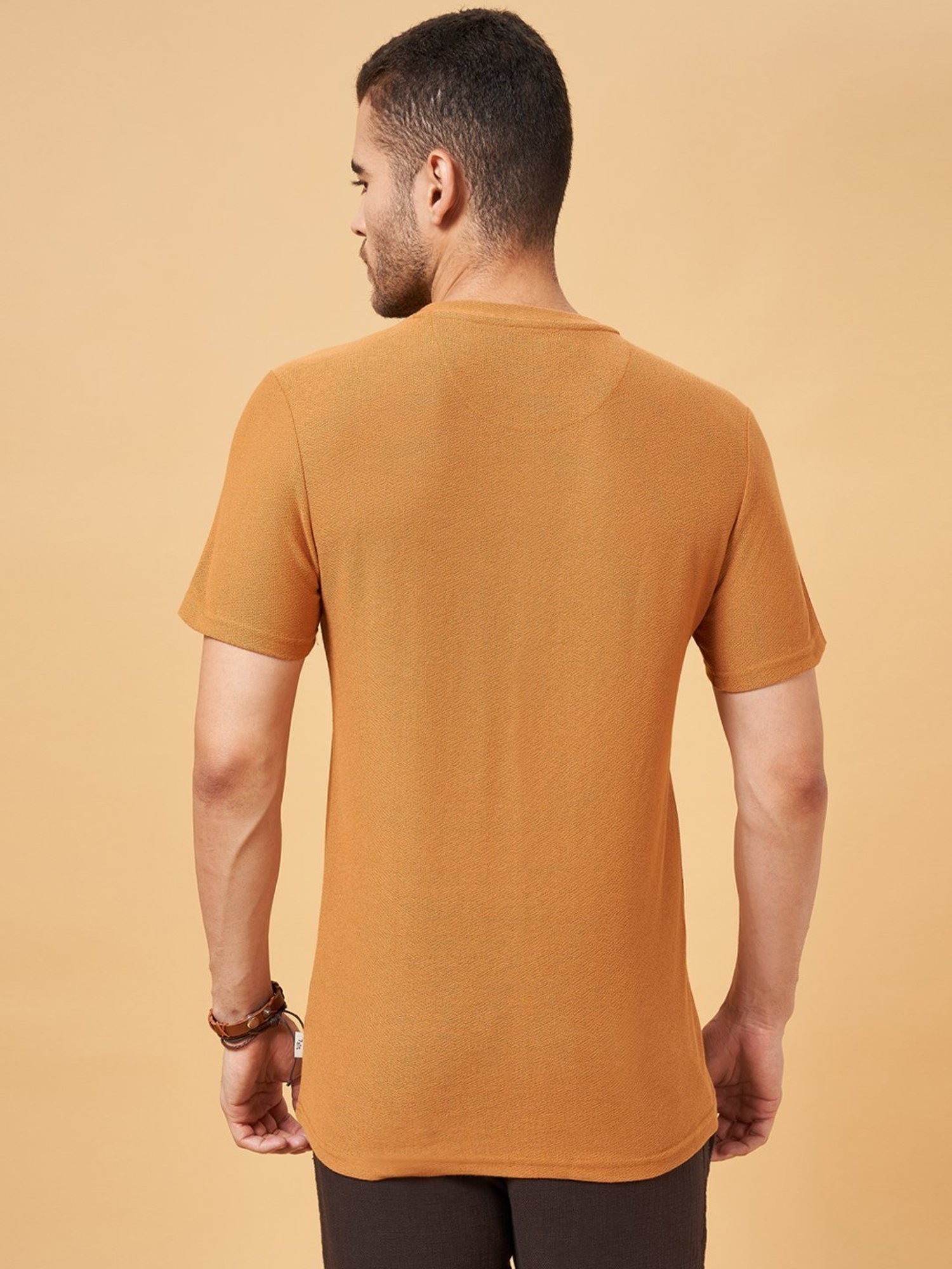 7 Alt by Pantaloons Ochre Relaxed Fit T-Shirt