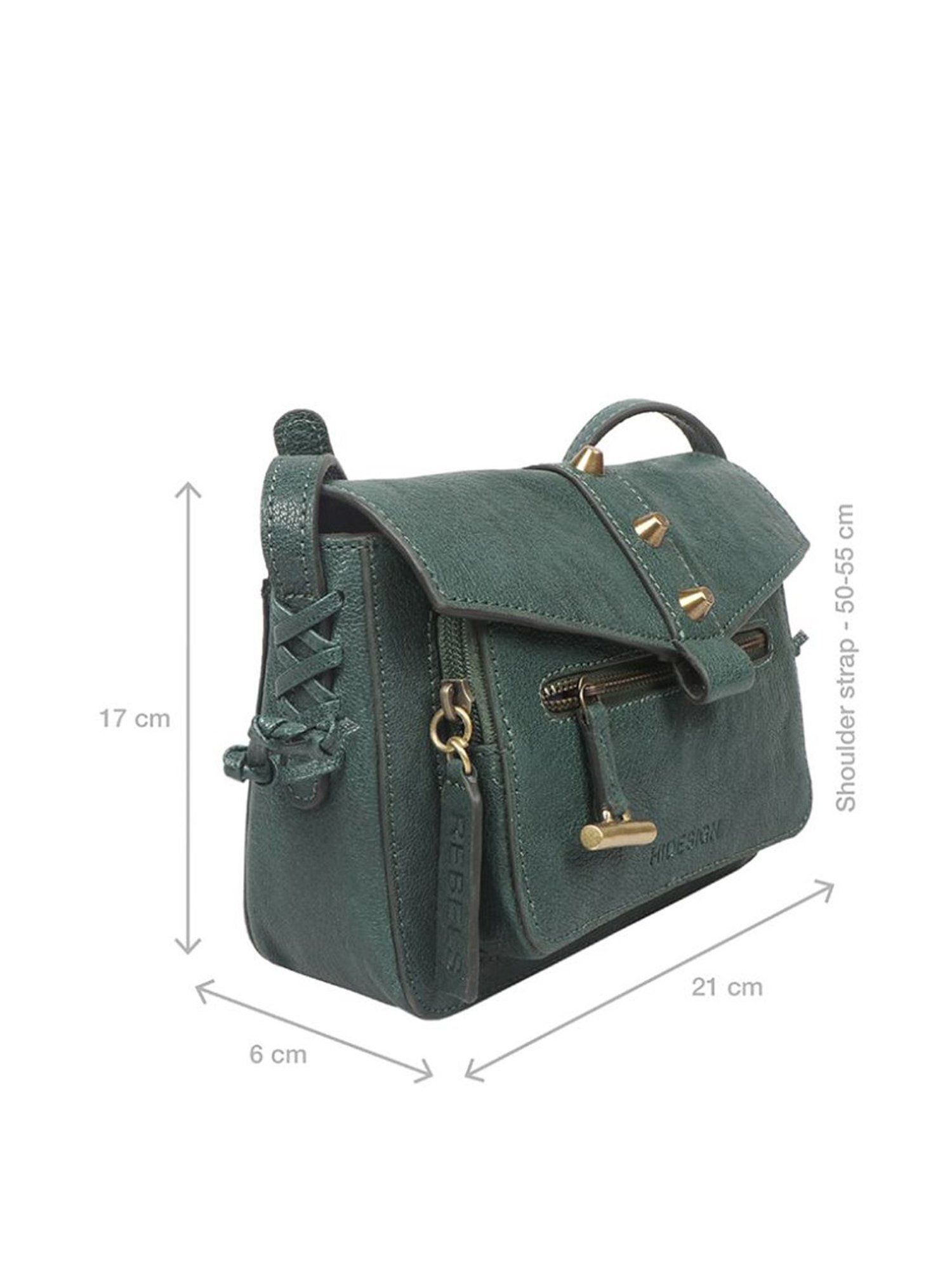 Hidesign Rebels Guevara 01 Burnt Goat Green Solid Small Sling Handbag