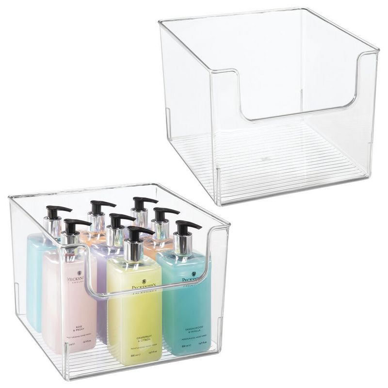 mDesign Plastic Bathroom Storage Organizer Basket Bin, 2 Pack - Clear