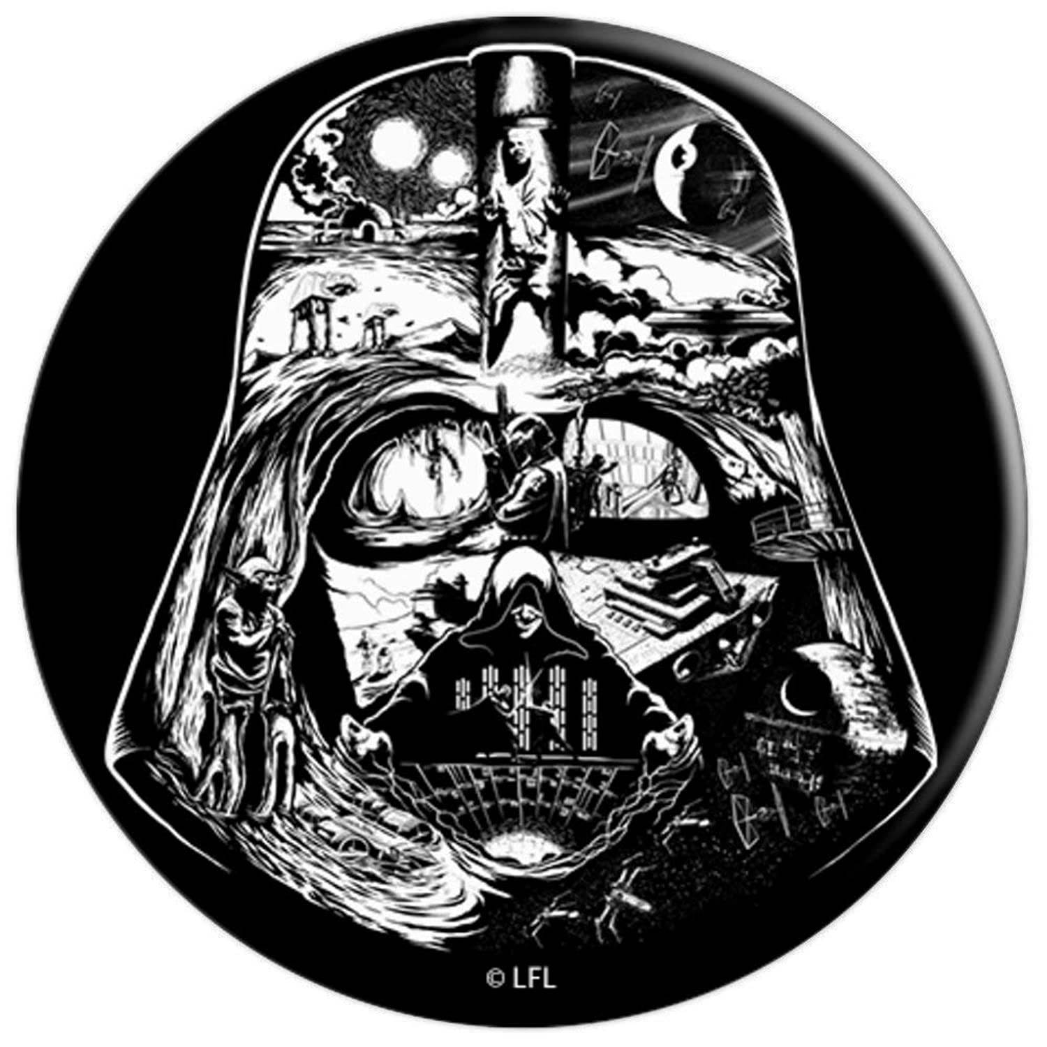 Star Wars Darth Vader Helmet Saga Black And White PopSockets Grip and Stand for Phones and Tablets