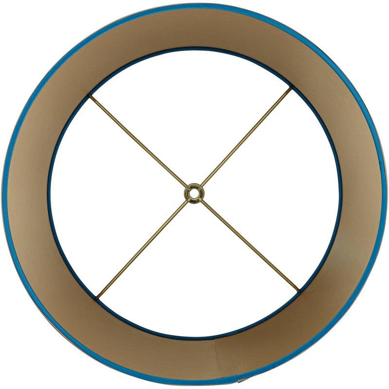 Springcrest Turquoise Medium Drum Lamp Shade with Gold Trim 14" Top x 16" Bottom x 11" High (Spider) Replacement with Harp and Finial