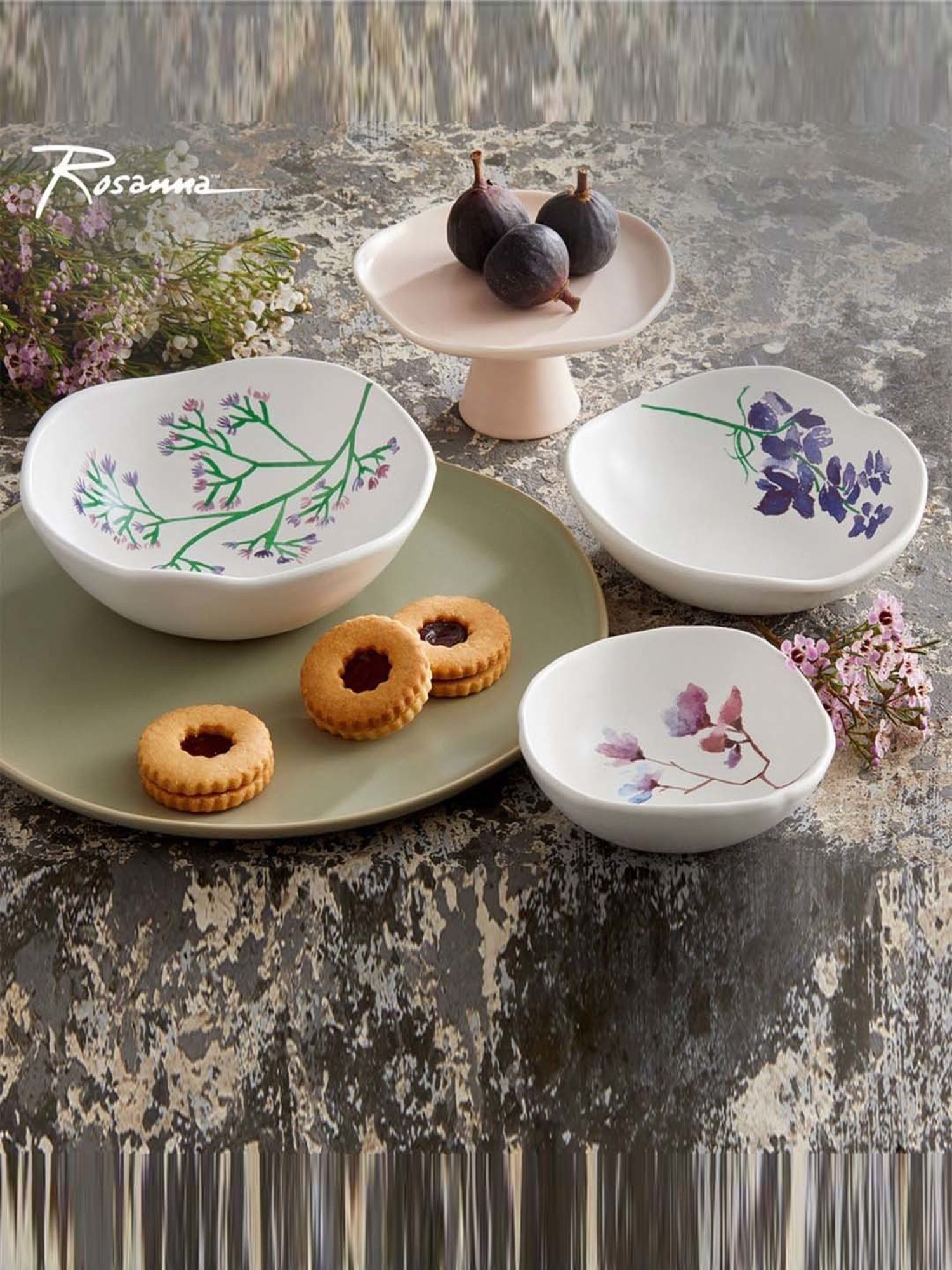 Rosanna 3-Piece Multi Bloom Medium Floral Print Nesting Bowl Set