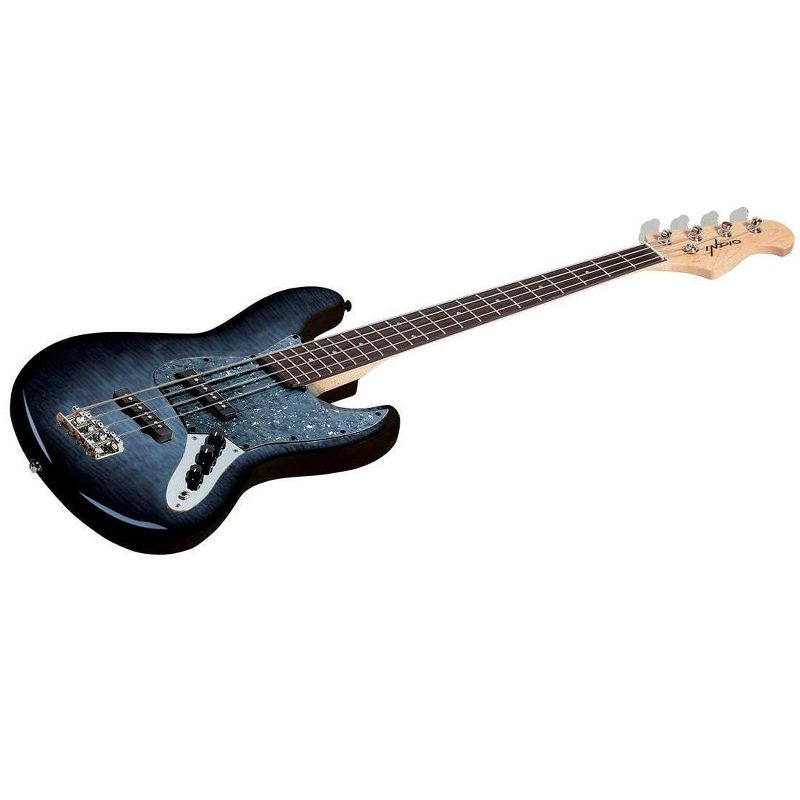 Monoprice Indio Jamm Flamed Maple Electric Bass - Charcoal, With Gig Bag