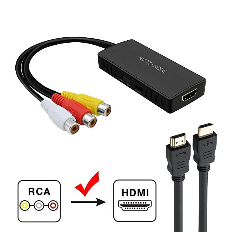 RCA to HDMI Converter  Composite to HDMI Adapter Support 1080P PALNTSC Compatible with WII WII U PS one PS2 PS3 STB Xbox VHS VCR BlueRay DVDHDM Capture Card RCA TO HDMI Converter