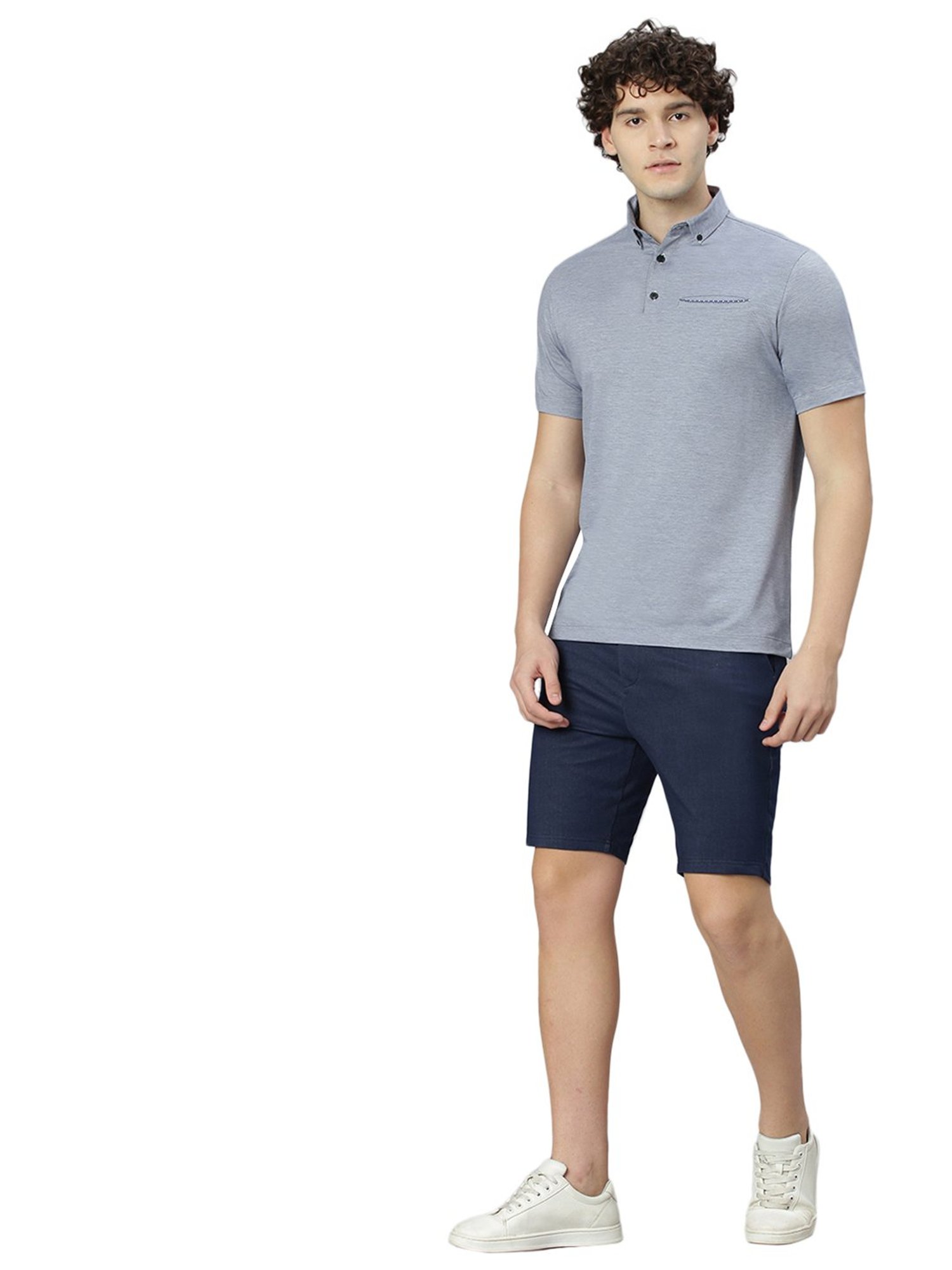 Slowave Blue Regular Fit Cotton Polo T-Shirt