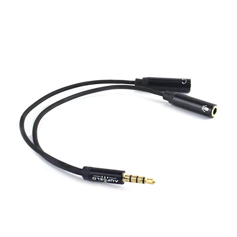 Mic and Headphone Y Splitter Adapter Cable for Mini Lavalier Lapel Condenser Microphone Compatible with iPhone Android Cellphones Interview Video Voice Podcast Blogger Vlogger YP4P