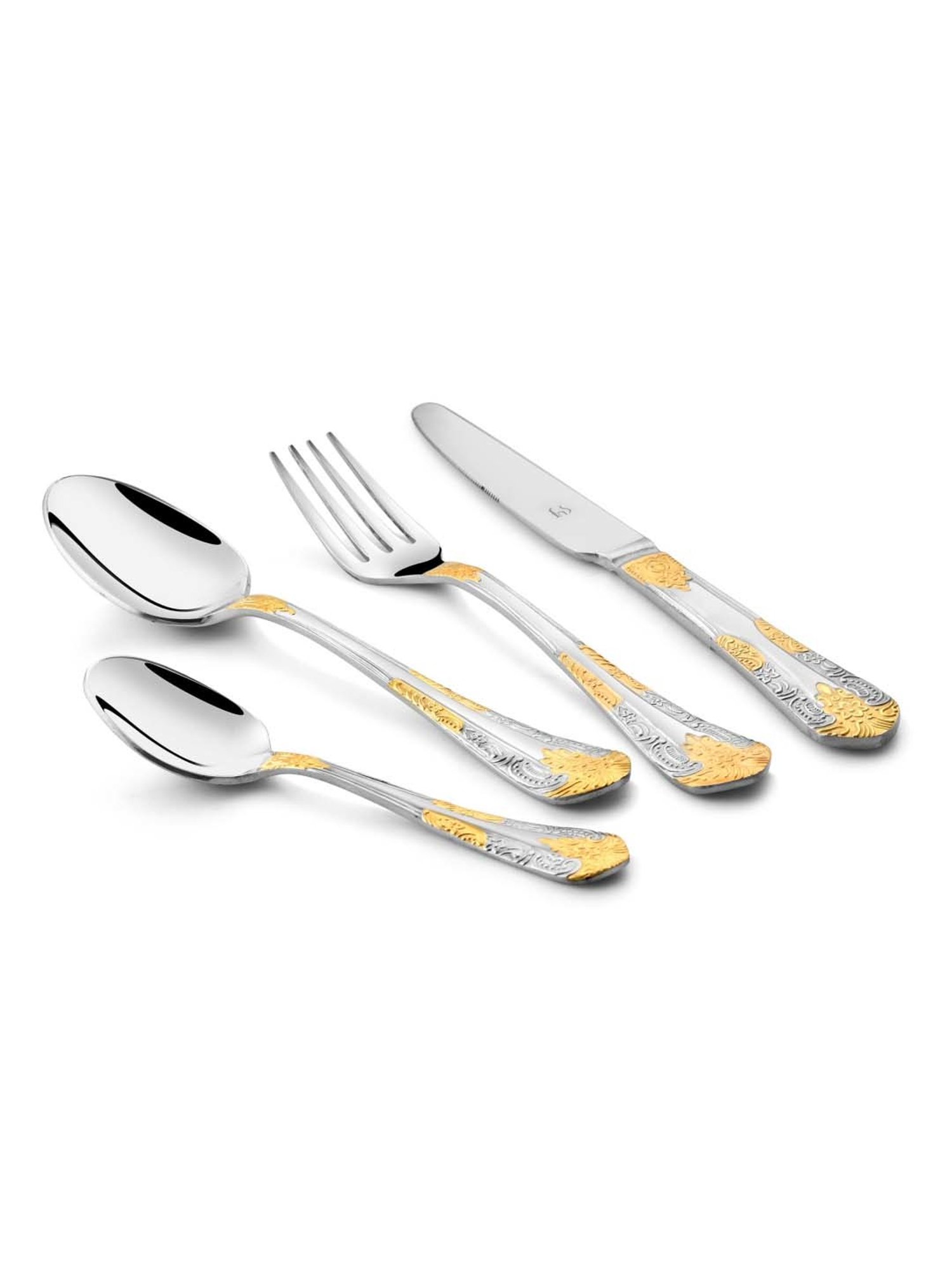 FnS Odyssey Silver & Gold Stainless Steel Cutlery - Set of 24