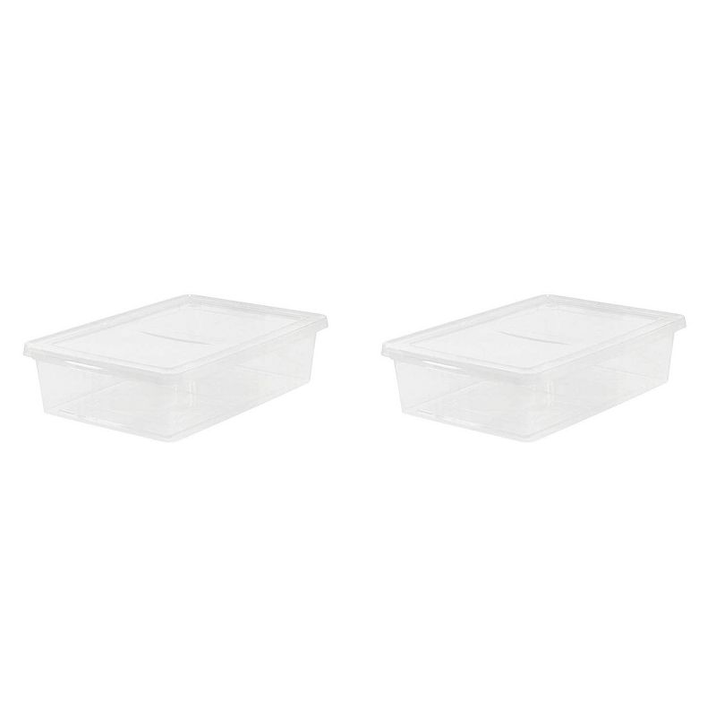 Homz Heavy Duty Modular Clear Plastic Stackable Storage Tote Containers with Latching and Locking Lids, 31 Quart Capacity, 4 Pack