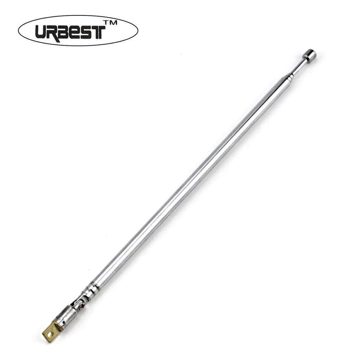 URBEST 62.5cm 4 Sections Stainless Steel AM FM Telescopic Radio Antenna Pole Replacement