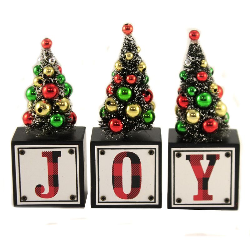 Christmas 5.0" Joy Blocks Decorated Trees  -  Decorative Figurines