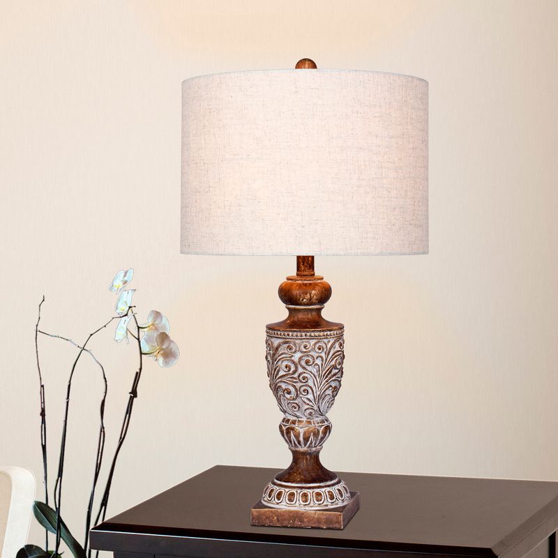 Distressed, Decorative Resin Table Lamp in Antique Brown  - Fangio Lighting