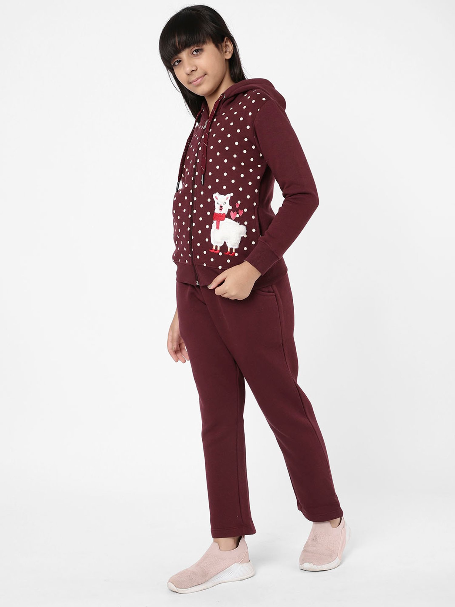 Sweet Dreams Kids Maroon Printed Full Sleeves Tracksuit